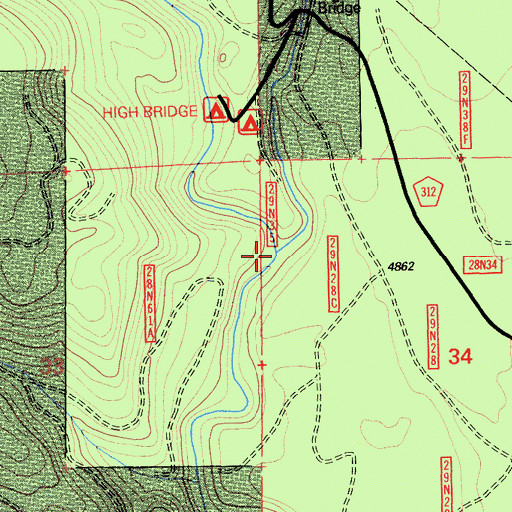 Topographic Map of Warner Creek, CA