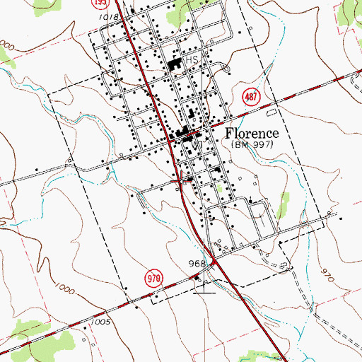 Topographic Map of Florence Volunteer Fire Department, TX