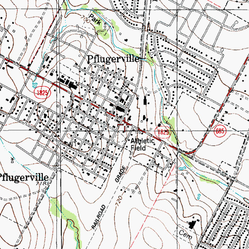 Topographic Map of Pflugerville Volunteer Fire Department Station 1, TX