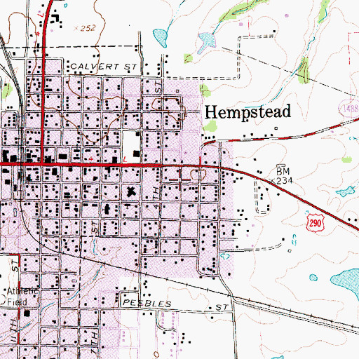 Topographic Map of Waller County Emergency Management Services, TX