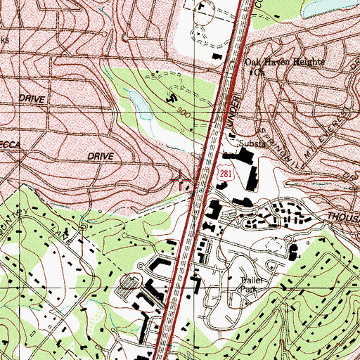 Topographic Map of Hollywood Park Fire Department, TX