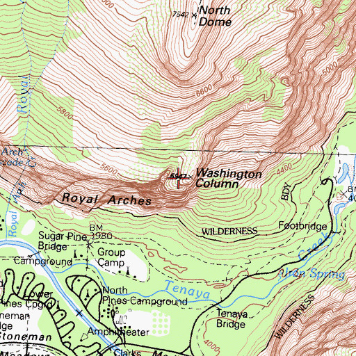 Topographic Map of Washington Column, CA
