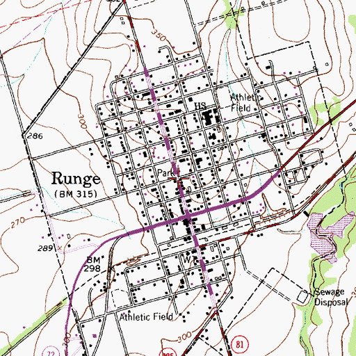 Topographic Map of Runge City Fire Department, TX