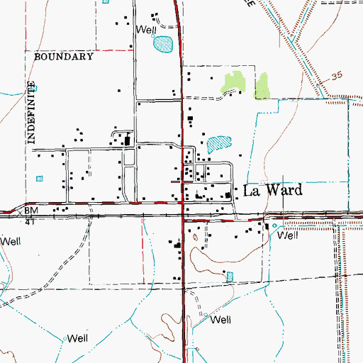 Topographic Map of La Ward Fire Department, TX