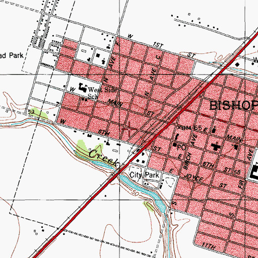 Topographic Map of Bishop Volunteer Fire Station, TX