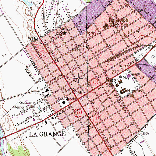 Topographic Map of La Grange Volunteer Fire Department, TX