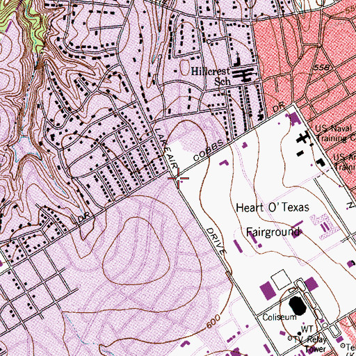 Topographic Map of Waco Fire Department Station 8, TX