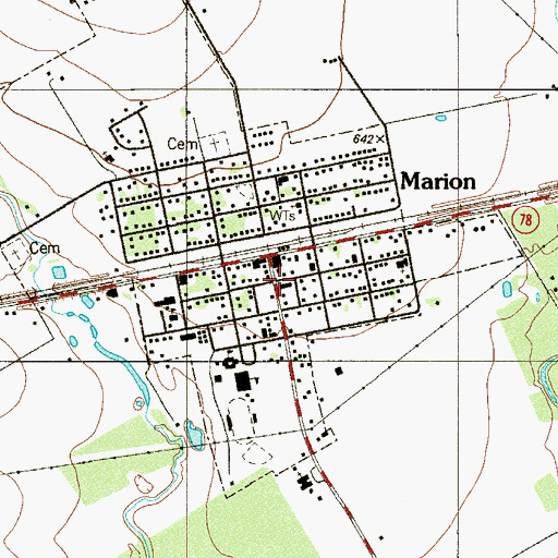 Topographic Map of Marion Volunteer Fire Department, TX
