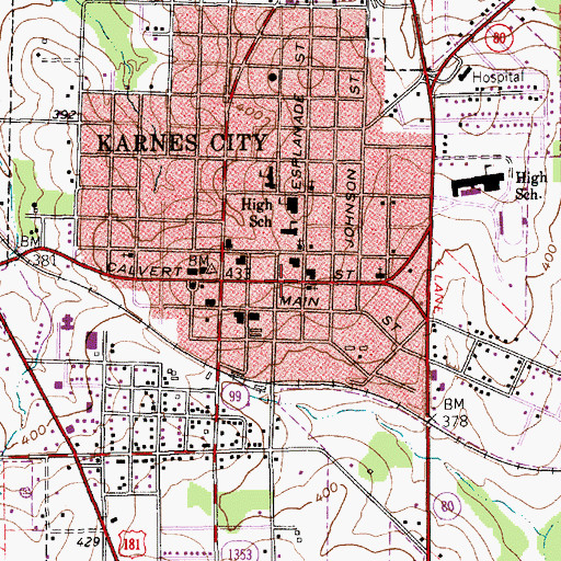 Topographic Map of Karnes City Volunteer Fire Department, TX