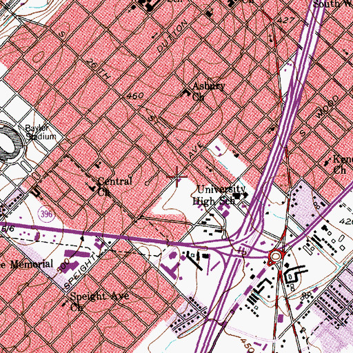 Topographic Map of Waco Fire Department Station 5, TX