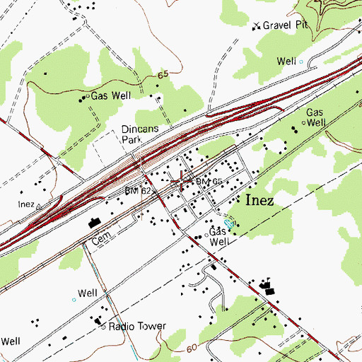 Topographic Map of Inez Fire Department, TX