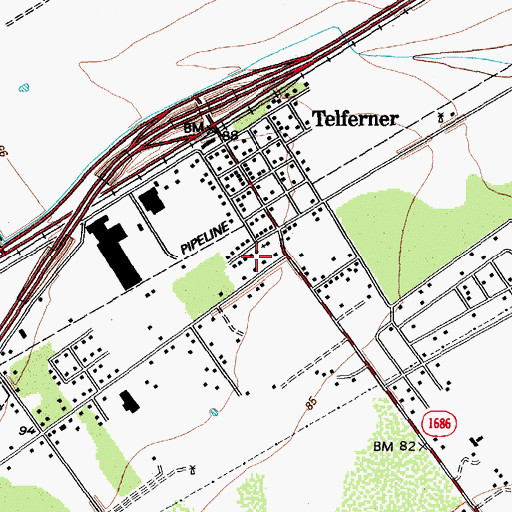 Topographic Map of Telferner Volunteer Fire Department, TX