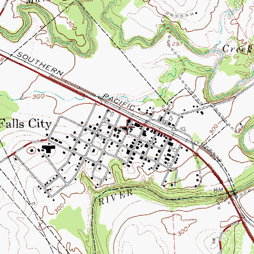 Topographic Map of Falls City Volunteer Fire Department, TX