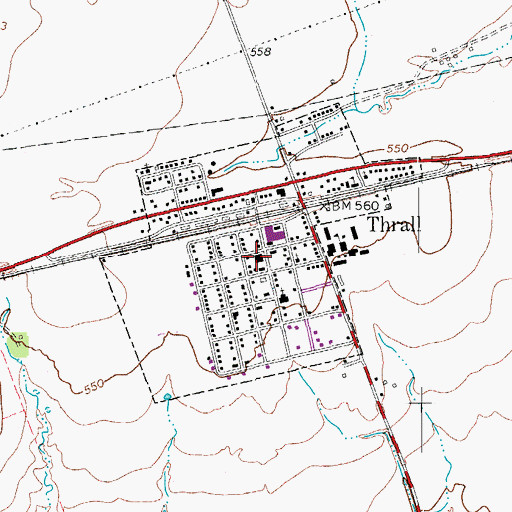 Topographic Map of Thrall Volunteer Fire Department, TX