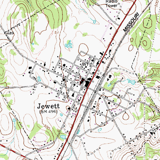 Topographic Map of Jewett Volunteer Fire Department, TX