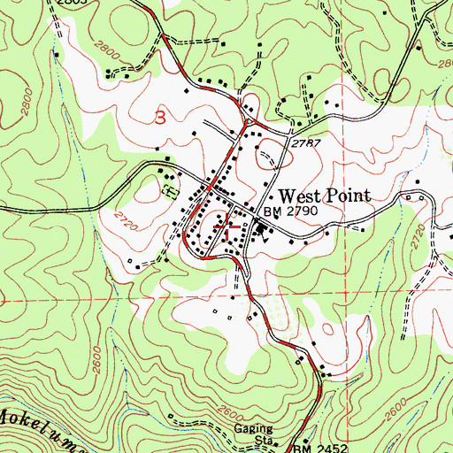 Topographic Map of West Point, CA
