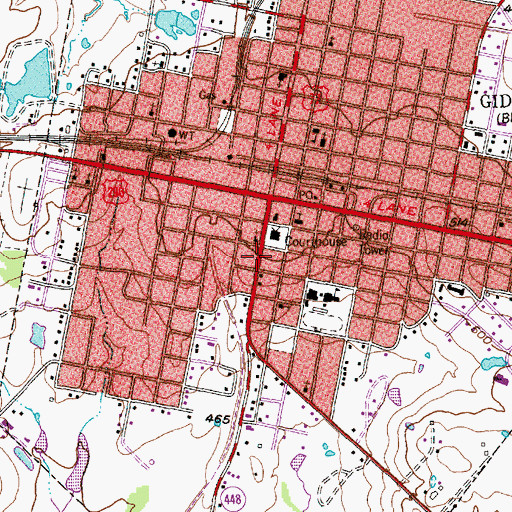 Topographic Map of Giddings Volunteer Fire Department, TX