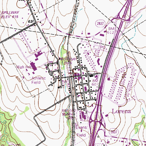 Topographic Map of Lorena Volunteer Fire Department, TX