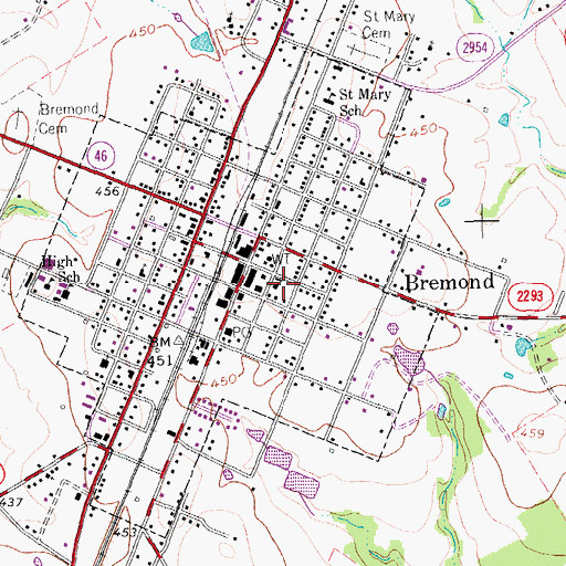 Topographic Map of Bremond Volunteer Fire Department, TX