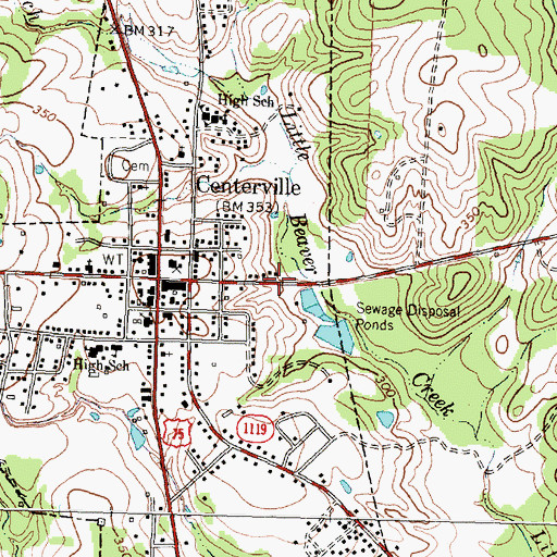 Topographic Map of Centerville Volunteer Fire Department, TX