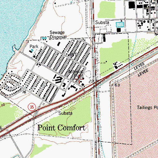 Topographic Map of Point Comfort Volunteer Fire Department, TX