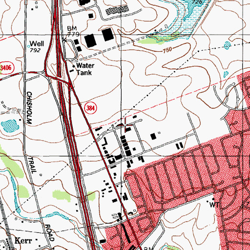 Topographic Map of Round Rock Fire Department Central Station, TX