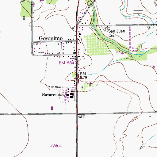 Topographic Map of Geronimo Volunteer Fire Department, TX