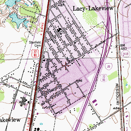 Topographic Map of Lacy Lakeview Fire Department, TX