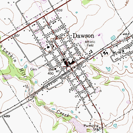 Topographic Map of Dawson Volunteer Fire Department, TX