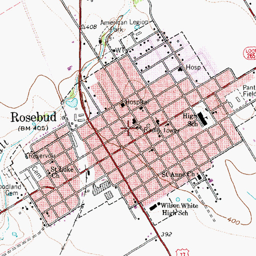 Topographic Map of Rosebud Volunteer Fire Department, TX