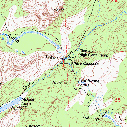 Topographic Map of White Cascade, CA