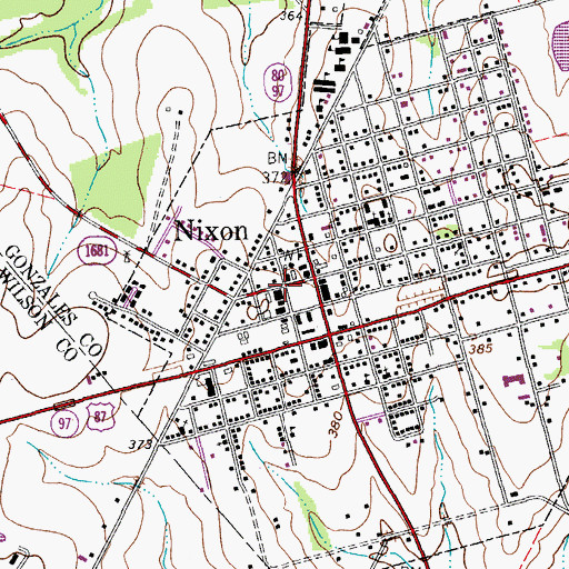 Topographic Map of Nixon Fire Department, TX
