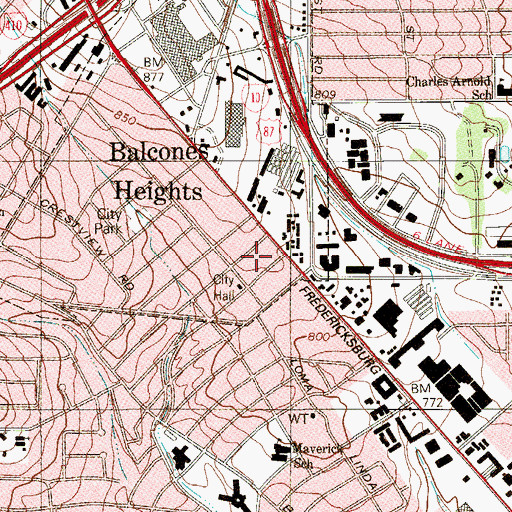 Topographic Map of Balcones Heights Fire Department, TX