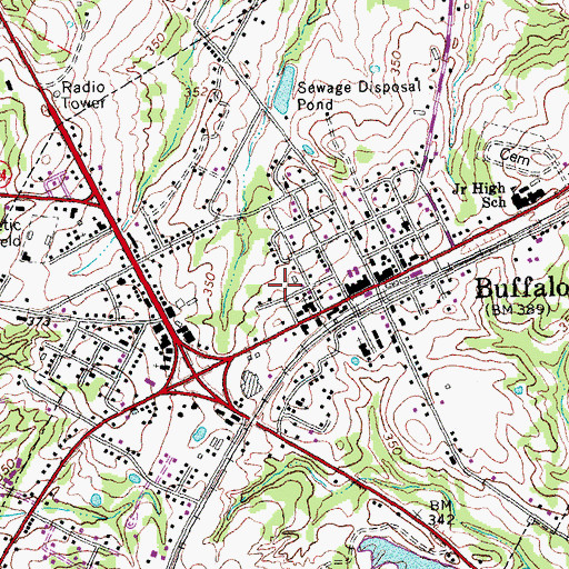 Topographic Map of Buffalo Volunteer Fire Department, TX