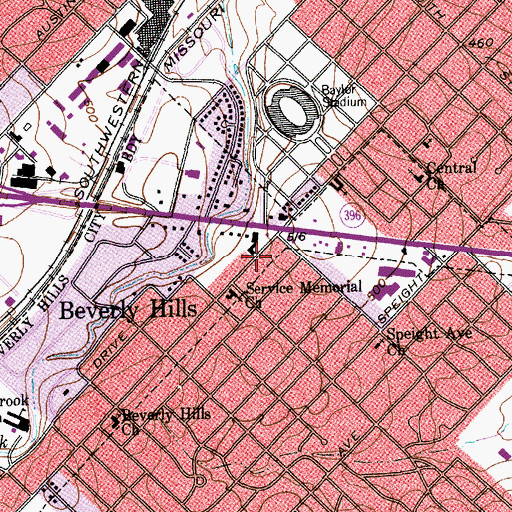 Topographic Map of Beverly Hills Department of Public Services, TX