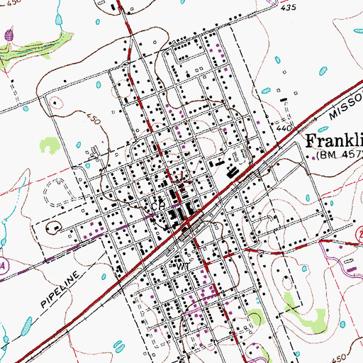 Topographic Map of Franklin Fire Department, TX