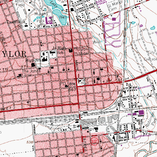 Topographic Map of Taylor Fire Department Central Station, TX