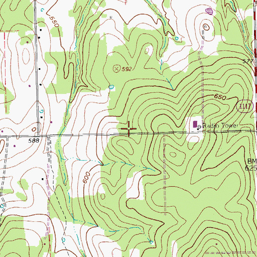 Topographic Map of Sand Hills Volunteer Fire Department, TX