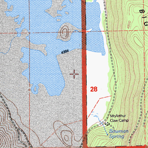 Topographic Map of Whitehorse Flat Reservoir, CA