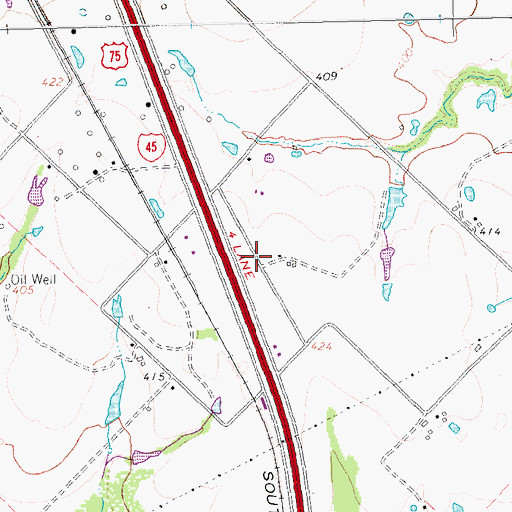 Topographic Map of Angus Volunteer Fire Department, TX