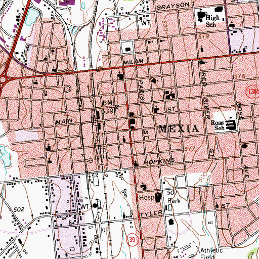 Topographic Map of Mexia Fire Department, TX
