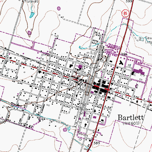 Topographic Map of Bartlett Volunteer Fire Department and First Responders, TX