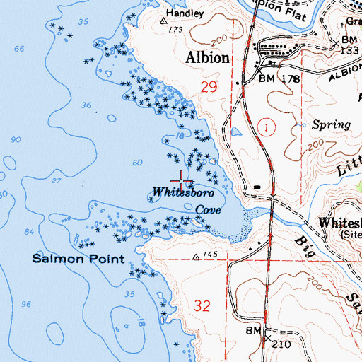 Topographic Map of Whitesboro Cove, CA
