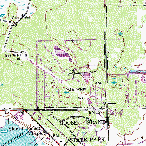 Topographic Map of Lamar Volunteer Fire Department, TX