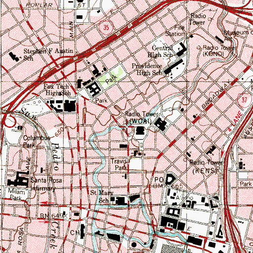 Topographic Map of San Antonio Arson Investigation, TX