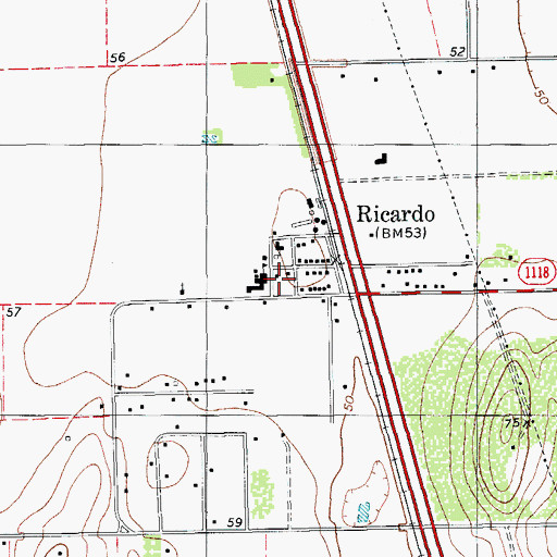 Topographic Map of Ricardo Volunteer Fire Department, TX