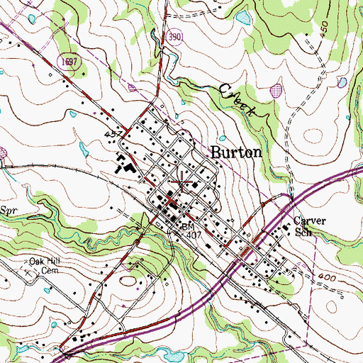 Topographic Map of Burton Fire Dept, TX
