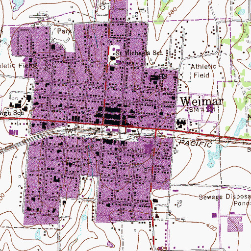 Topographic Map of Weimar Volunteer Fire Department, TX