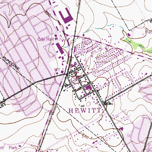 Topographic Map of Hewitt Volunteer Fire Department, TX