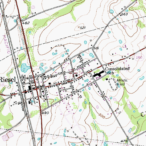 Topographic Map of Riesel Volunteer Fire Department, TX